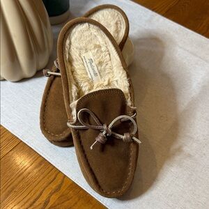 Madewell Moccasin Scuff Slippers with Faux Fur